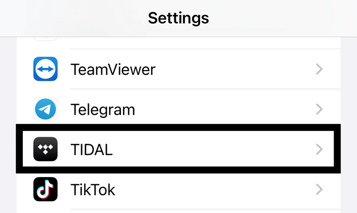 Allow the TIDAL app to use the data while running in the background on iOS devices to fix TIDAL not working, playing, connecting, playback and Streaming Problems 